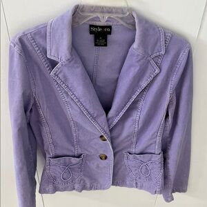Style & Co. Women's Lavender Corduroy Blazer